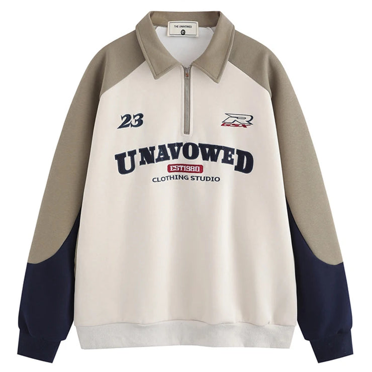 Men Polo Collar Streetwear Sweatshirt