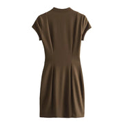 European and American Style Slim Fit Pocket Decoration Short Dress