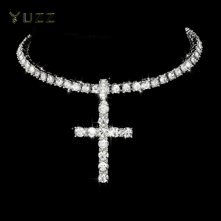 Hip Hop Iced Out Cross Pendant Necklace