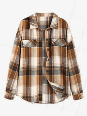 ZAFUL VINTAGE PLAID PATTERN SINGLE BREASTED WOOL BLEND SHIRT