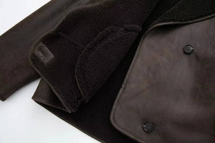 Luxury Thick Wool Blend Faux Leather Jackets