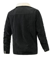 Men's Fleece Collar  Button Warm Cushion Corduroy Jacket