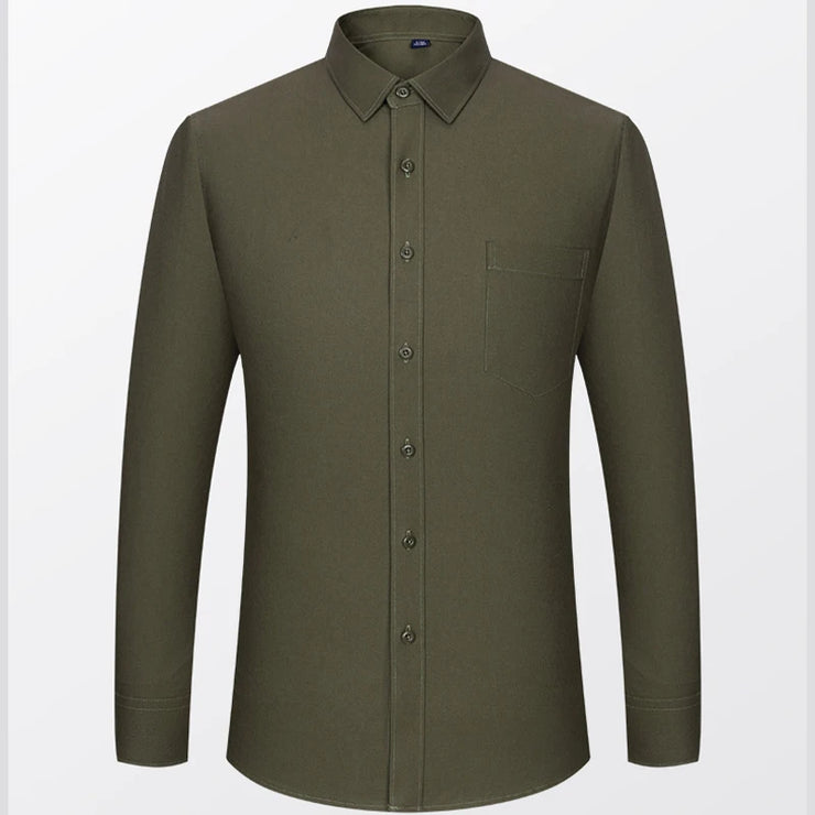 Men's new solid long sleeve casual formal shirt