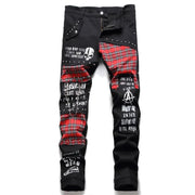 Men's Scotland Punk Rivet Patch Black Denim