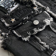 streetwear Black Skull Embroidered two Piece Men's Sets