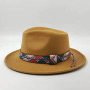 Retro Feather Fedoras Felt Wide Brim Jazz Cap