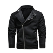 Winter leather Fleece Warm Zipper Motorbike jacket