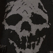 SKULL PSTTERN KNOITTED PULLOVER BREATHABLE LONFG SLEEVE