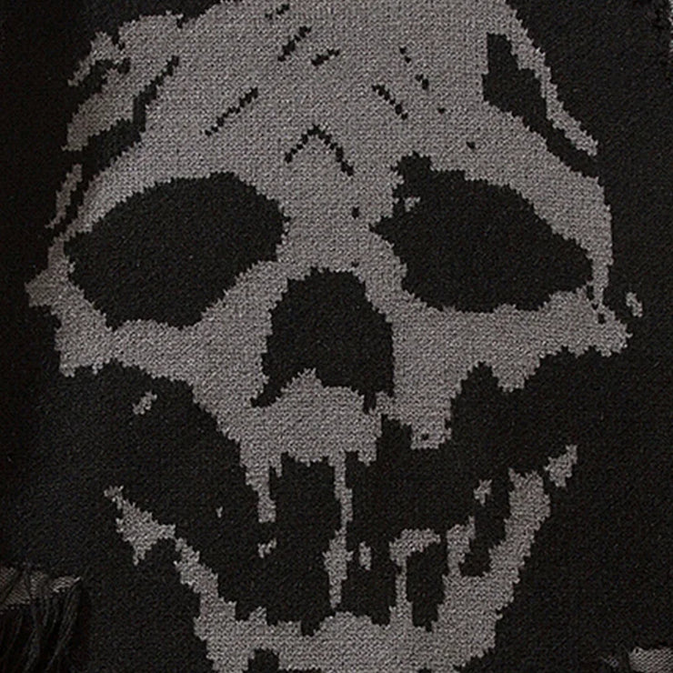 SKULL PSTTERN KNOITTED PULLOVER BREATHABLE LONFG SLEEVE