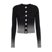 Luxury Heavy Hot Diamond Knitted Cardigan Jacket