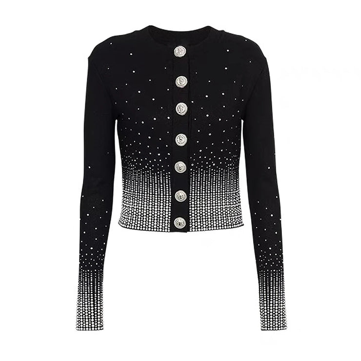 Luxury Heavy Hot Diamond Knitted Cardigan Jacket