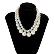 Elegant Two Piece Imitation Pearl Beaded Choker Necklaces