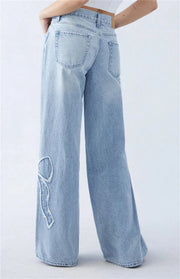 Women's Butterfly Embroidery Vintage High Street Denim