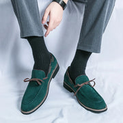 CONCISE BUTTERFLY KNOT  FROSTED LEATHER LOAFERS