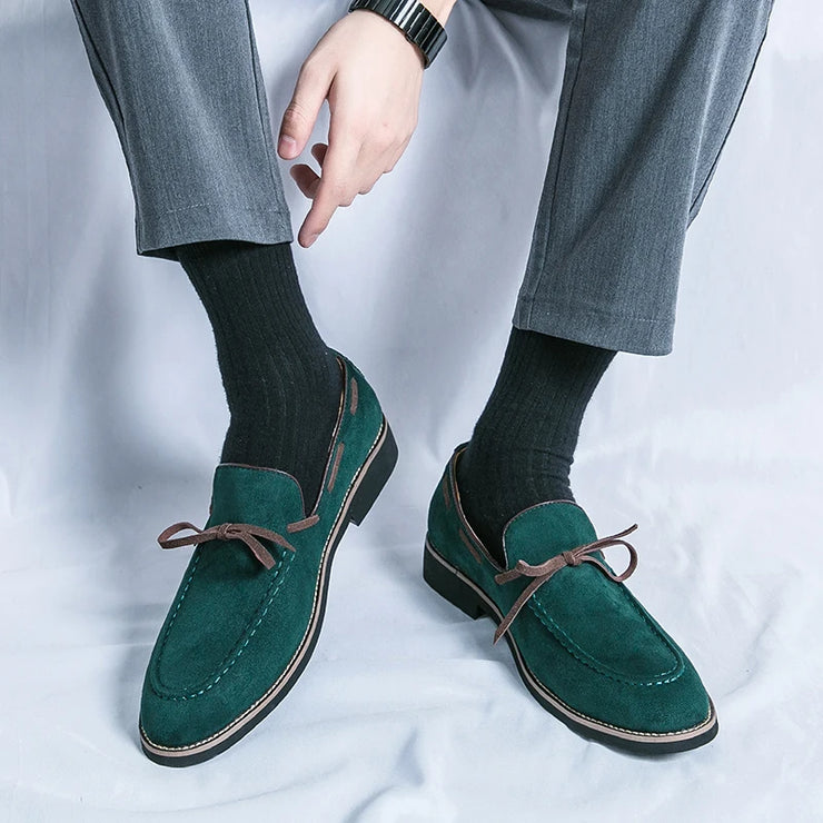 CONCISE BUTTERFLY KNOT  FROSTED LEATHER LOAFERS