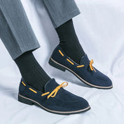 CONCISE BUTTERFLY KNOT  FROSTED LEATHER LOAFERS