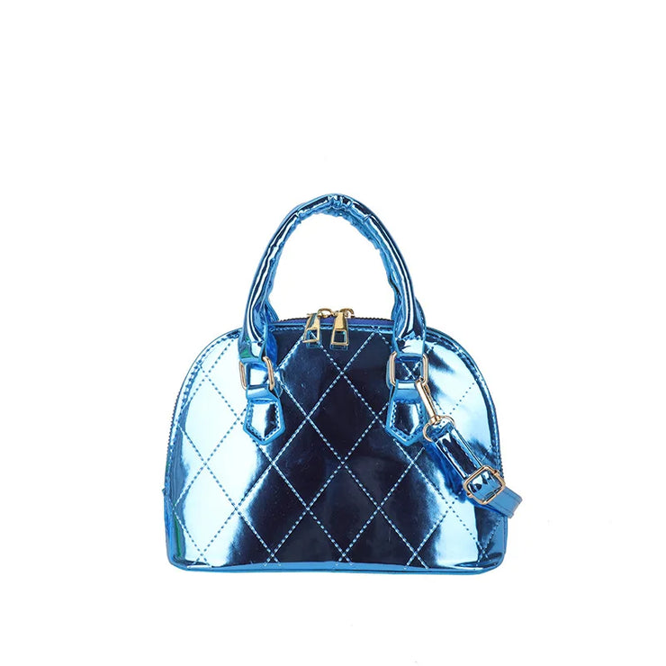 LUXURY DESIGNER PLAID QUILTED PATENT HANDBAG