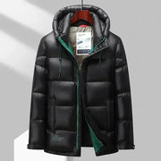 Men's Hooded Down Red Shiny Cold-Resistant Jacket