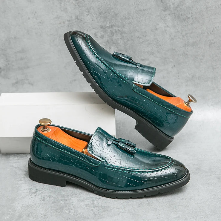 NEW LUXURY BUSINESS CROCODILE PATTERN LEATHER LOAFERS