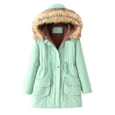 VELVET THICKENED MID LENGTH WARM JACKET