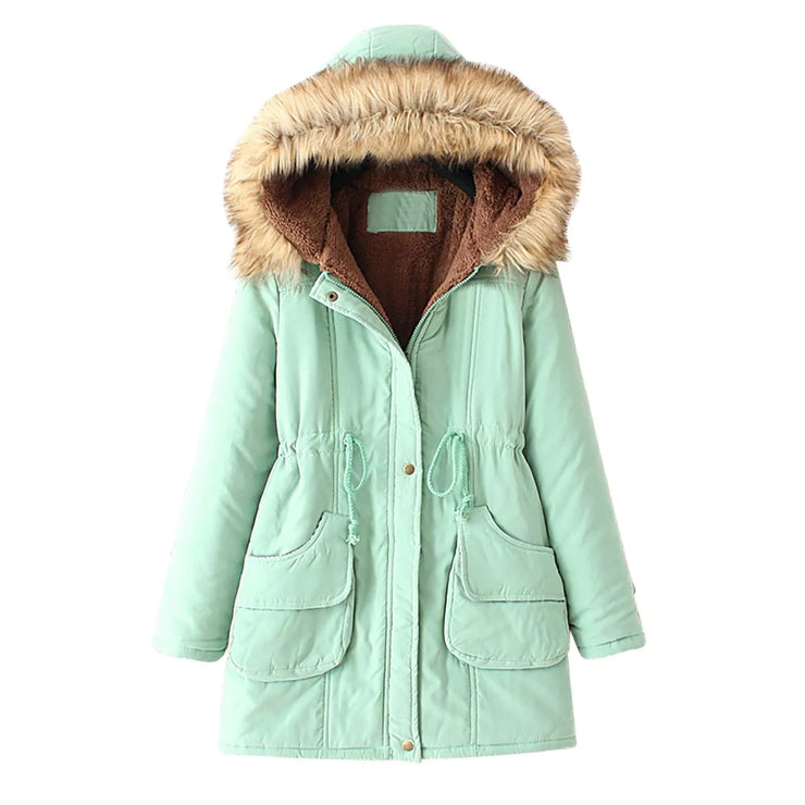 VELVET THICKENED MID LENGTH WARM JACKET