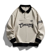 Men Oversized Contrasting Colors Lapel Sweatshirt