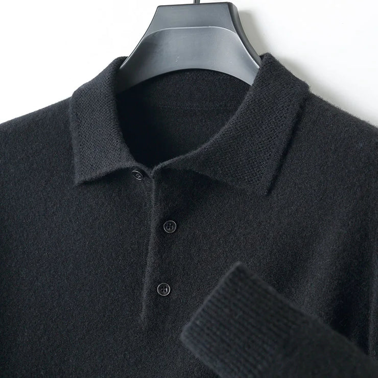 Merino Wool Cardigans Men Lapel Pullover sweatshirt