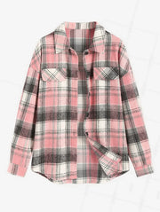 ZAFUL VINTAGE PLAID PATTERN SINGLE BREASTED WOOL BLEND SHIRT