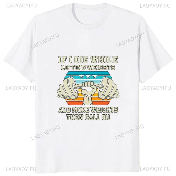 WEIGHTS WITH QUOTE  DESIGNED PRINTED T-SHIRT