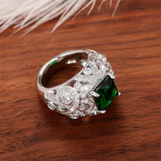 Elegant Full Bling Iced Out Green Ring
