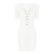 Designer Sexy V-neck Short Sleeved Slim Dress