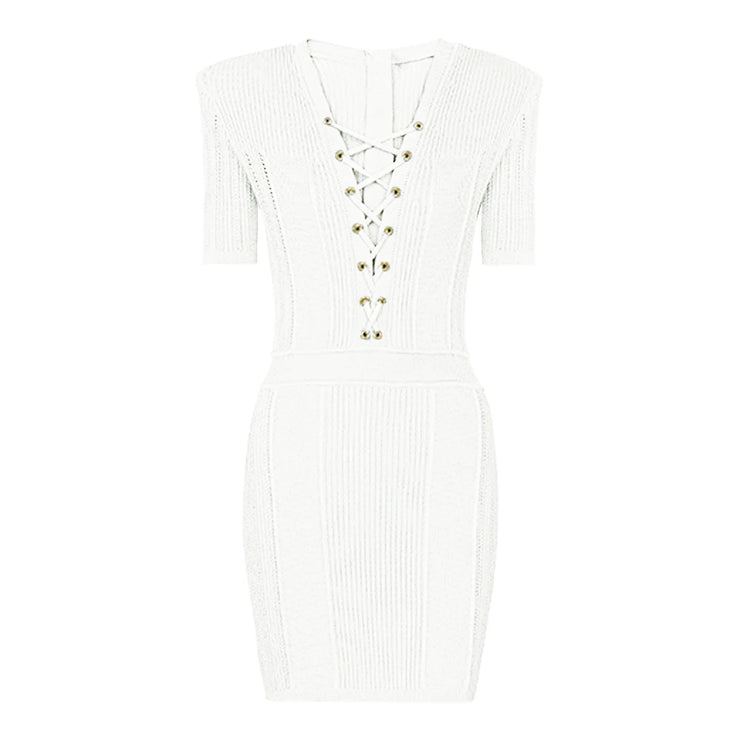 Designer Sexy V-neck Short Sleeved Slim Dress