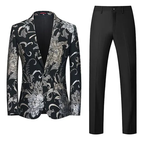 Luxury partywear Slim Fit Jacquard Blazer and Pants