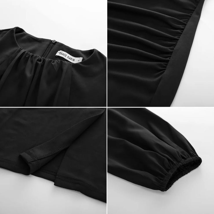 Long Sleeve Crew Neck Bodycon Midi Dress