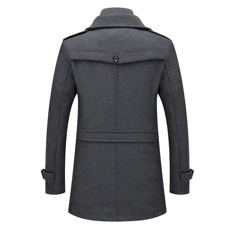Thickended Men's Wool Blend Winter Double Collar jacket
