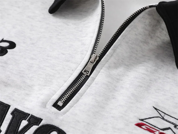 Men Polo Collar Streetwear Sweatshirt