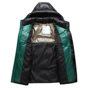 Men's Hooded Down Red Shiny Cold-Resistant Jacket