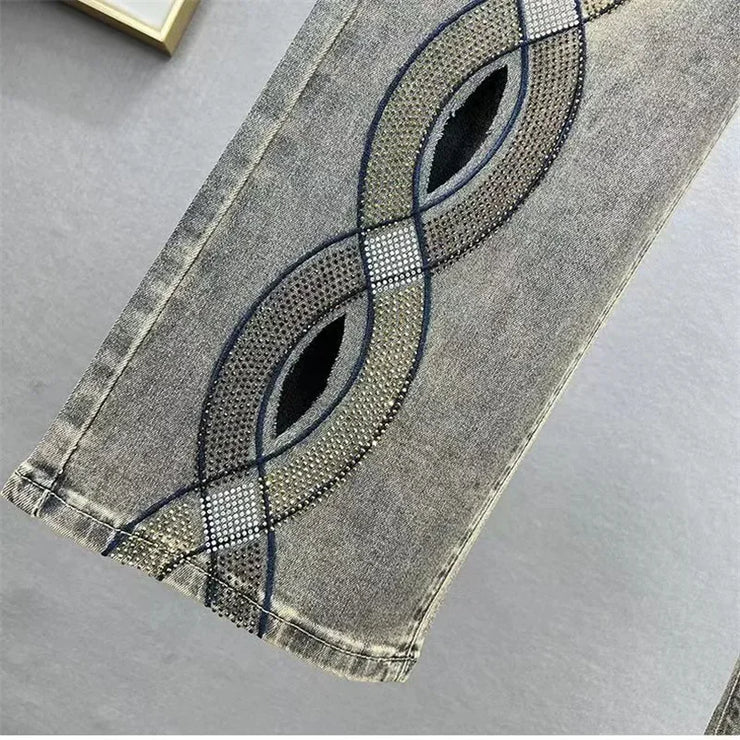 Designer embroidery hign west denim