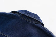 Women's Short Flip Collar Slim fit denim Top Asymmetric Denim
