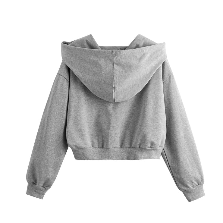 Women's Cropped Long Sleeve Casual Pullover