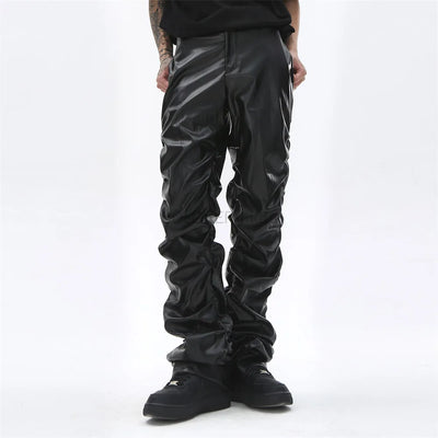 DESIGNER MENS LEATHER HIGH STREET  BLACK TROUSER