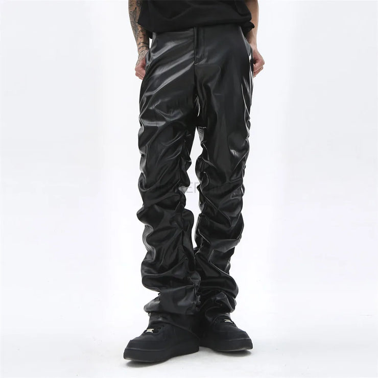 DESIGNER MENS LEATHER HIGH STREET  BLACK TROUSER