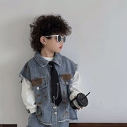 POPULAR WESTERN STYLE CHILDERN'S  LEISURE GRAFFITI TWO PIECE SUITS