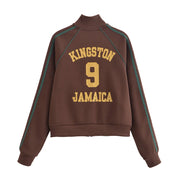 Printed Lettering Comfortable Zipper jacket / jogger