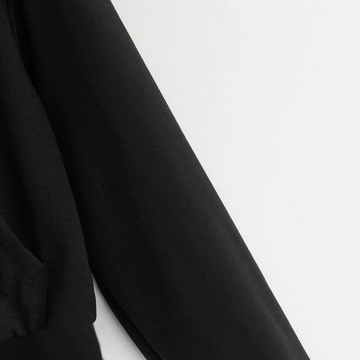 White Zip Up Hoodie Drawstring Long Sleeve