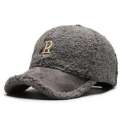 White Brown Lambswool  Warm Plush Trucker Cap