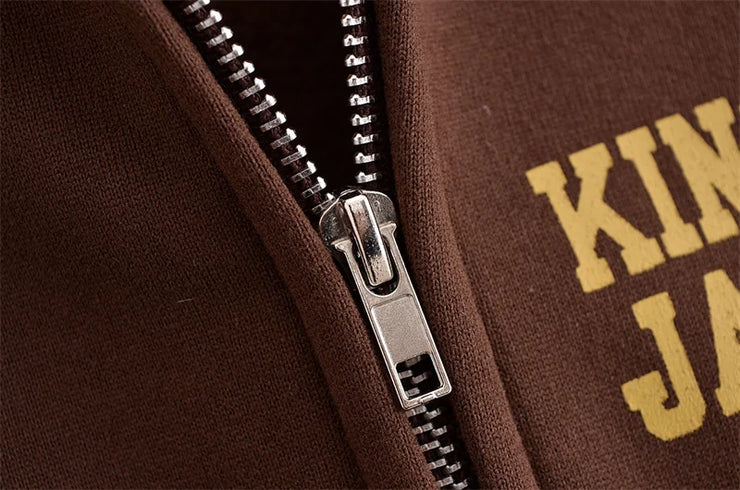 Printed Lettering Comfortable Zipper jacket / jogger