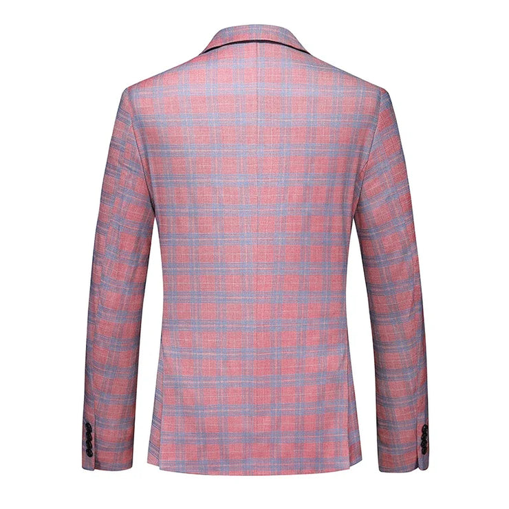 luxury Men's Striped Plaid suit (Jacket +Pants+ Vest)