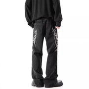 Heavy Embroidery Hip-Hop Flared Trousers