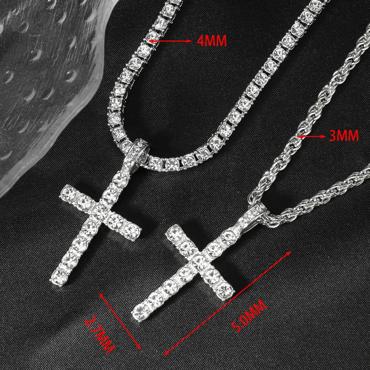 Hip Hop Iced Out Cross Pendant Necklace